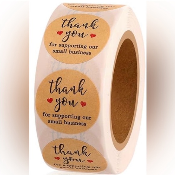 1000 Count “Thank You for Supporting Our Small Business” 1” Round Kraft Stickers - Picture 5 of 12